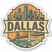 Dallas Silhouette Texas Reis Retro Badge Sticker (Voorkant)