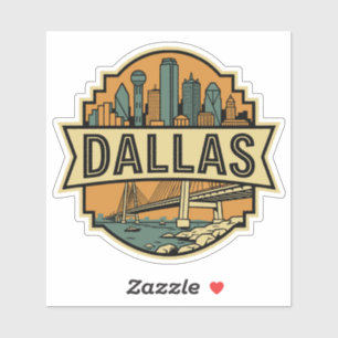 Dallas Silhouette Texas Reis Retro Badge Sticker