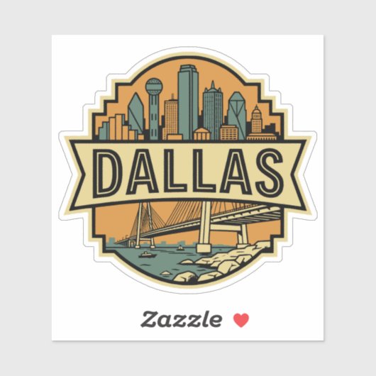 Dallas Silhouette Texas Reis Retro Badge Sticker (Vel)
