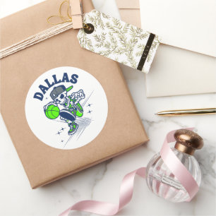 Dallas Skeleton Basketbal Ronde Sticker