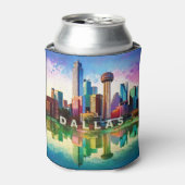 Dallas Skyline Abstracte kunst Blikjeskoeler (Blikje Voorkant)