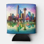 Dallas Skyline Abstracte kunst Blikjeskoeler (Achterkant)
