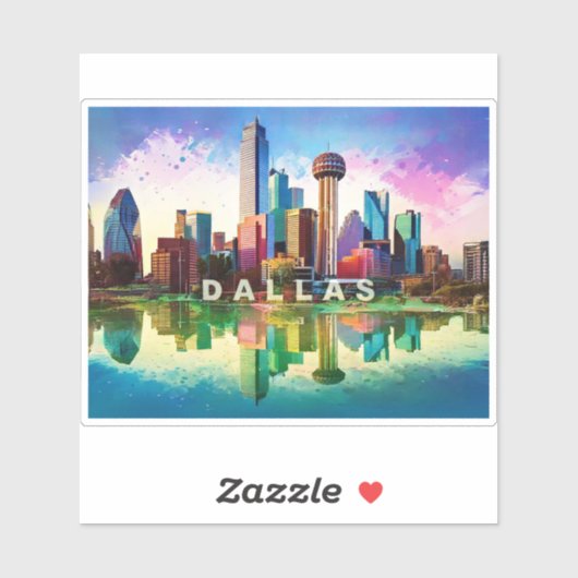 Dallas Skyline Abstracte kunst Sticker (Vel)