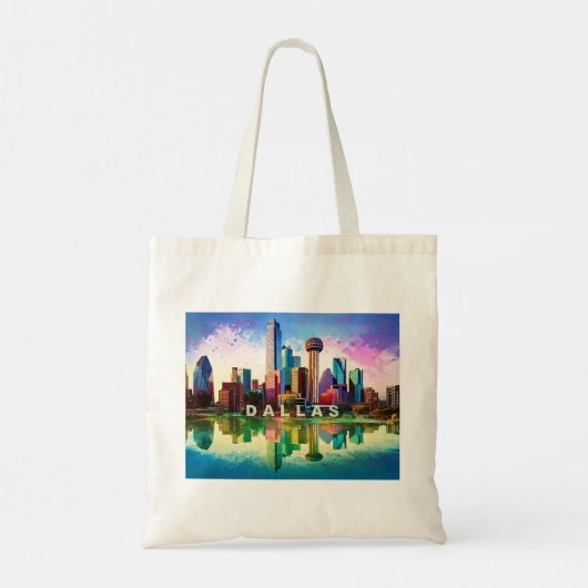 Dallas Skyline Abstracte kunst Tote Bag (Achterkant)