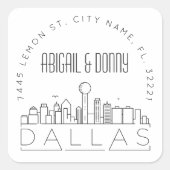 Dallas Skyline | Afdichting van vooraf geadresseer Vierkante Sticker (Voorkant)
