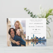 Dallas Skyline Aquarel Foto Bruiloft Save The Date (Staand voorkant)