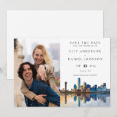 Dallas Skyline Aquarel Foto Bruiloft Save The Date (Voorkant / Achterkant)