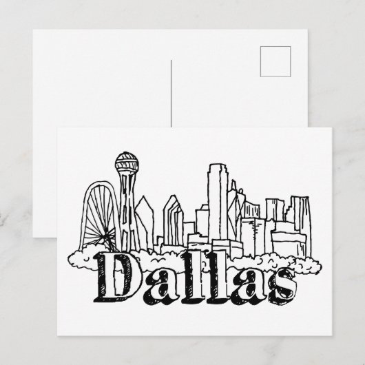 Dallas Skyline Art Design Dallas Skyline Design Briefkaart (Voorkant / Achterkant)