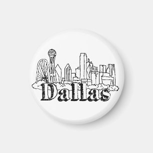 Dallas Skyline Art Design Dallas Skyline Design Magneet