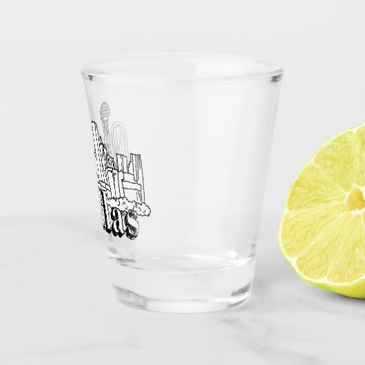Dallas Skyline Art Design Dallas Skyline Design Shot Glas (Rechts)