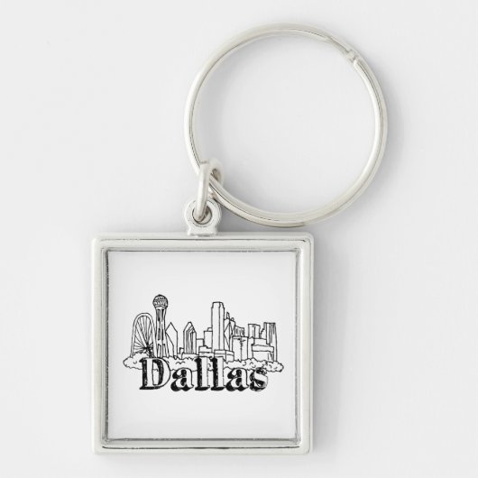 Dallas Skyline Art Design Dallas Skyline Design Sleutelhanger (Voorkant)