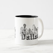 Dallas Skyline Art Design Dallas Skyline Design Tweekleurige Koffiemok (Voorkant rechts)