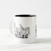 Dallas Skyline Art Design Dallas Skyline Design Tweekleurige Koffiemok (Voorkant links)