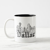 Dallas Skyline Art Design Dallas Skyline Design Tweekleurige Koffiemok (Links)