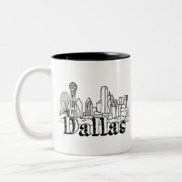 Dallas Skyline Art Design Dallas Skyline Design Tweekleurige Koffiemok