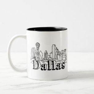 Dallas Skyline Art Design Dallas Skyline Design Tweekleurige Koffiemok