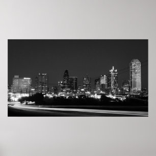 dallas skyline at night poster