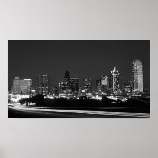 dallas skyline at night poster