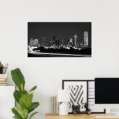 dallas skyline at night poster (Thuiskantoor)