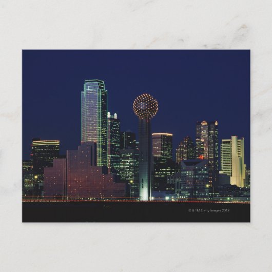 Dallas Skyline bij nacht Briefkaart (Voorkant)