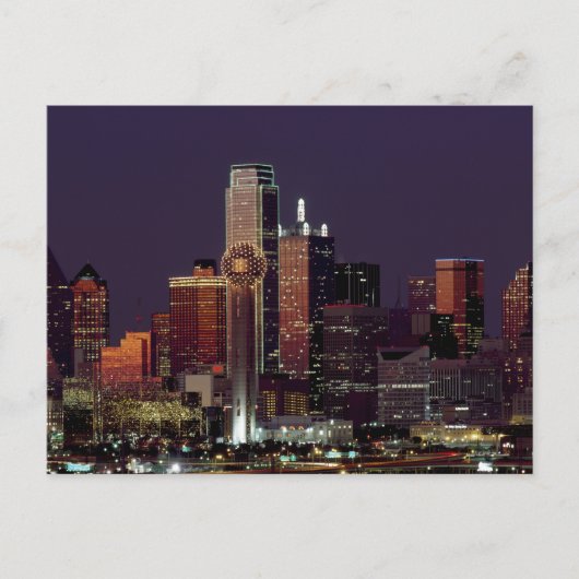 Dallas Skyline bij nacht Briefkaart (Voorkant)