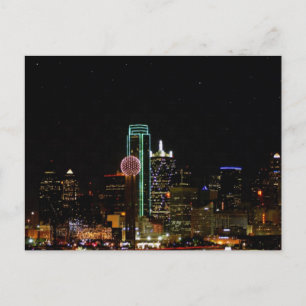 Dallas Skyline bij nacht Briefkaart