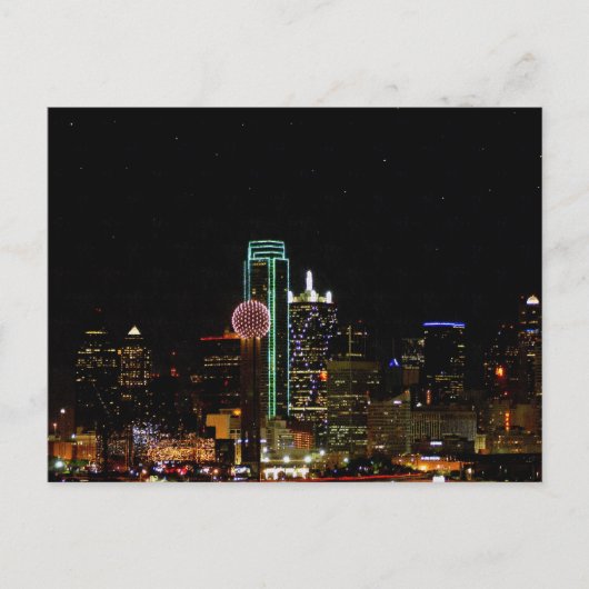 Dallas Skyline bij nacht Briefkaart (Voorkant)