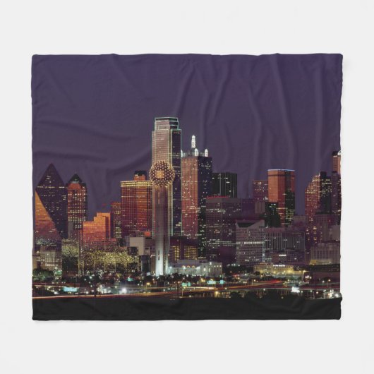 Dallas Skyline bij nacht Fleece Deken (Voorkant (Horizontaal))