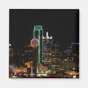 Dallas Skyline bij nacht Magneet