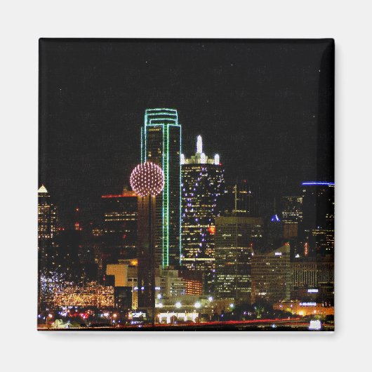 Dallas Skyline bij nacht Magneet (Voorkant)