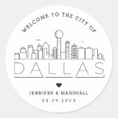 Dallas Skyline | Bruiloft Welkom Favor Ronde Sticker (Voorkant)