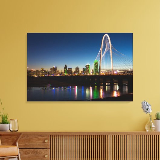 Dallas Skyline Dawn Canvas Afdruk (Insitu (Woonkamer))