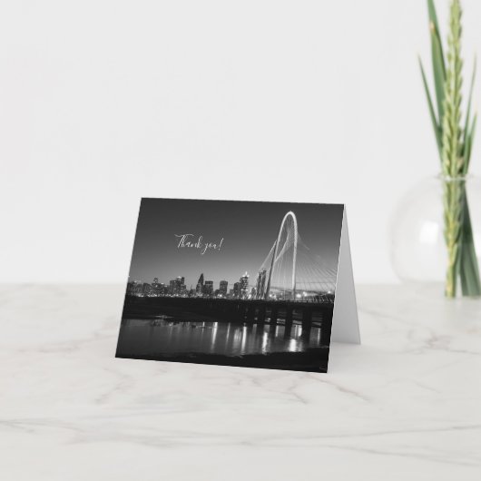 Dallas Skyline Dawn Grayscale Dank u kaart (Voorkant)