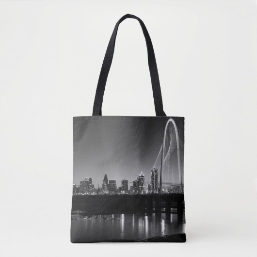 Dallas Skyline Dawn Grayscale Tote Bag (Voorkant)