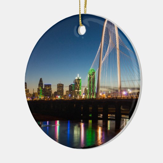 Dallas Skyline Dawn Keramisch Ornament (Links)
