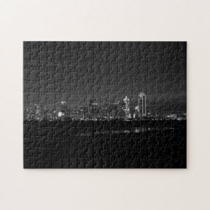 Dallas Skyline Dawn Pano Grayscale Legpuzzel