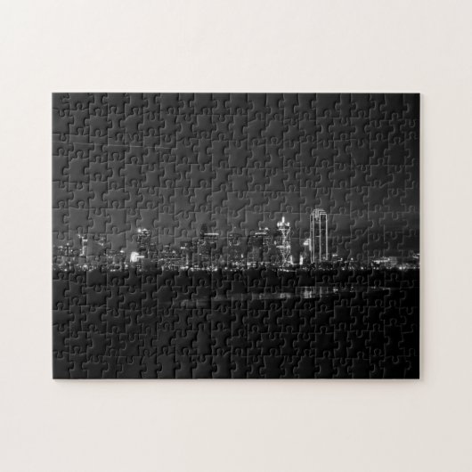 Dallas Skyline Dawn Pano Grayscale Legpuzzel (Horizontaal)
