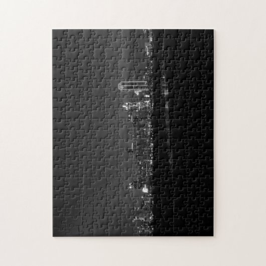 Dallas Skyline Dawn Pano Grayscale Legpuzzel (Verticaal)