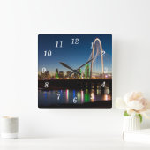 Dallas Skyline Dawn Wall Clock Vierkante Klok (Huis)