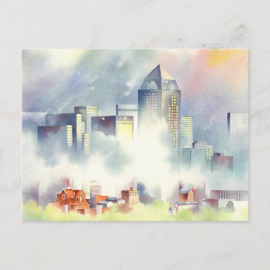 "Dallas Skyline" dramatisch cityscape van Schot Ho Briefkaart (Voorkant)
