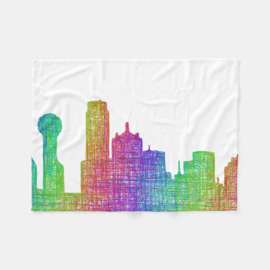 Dallas skyline fleece deken (Voorkant (Horizontaal))