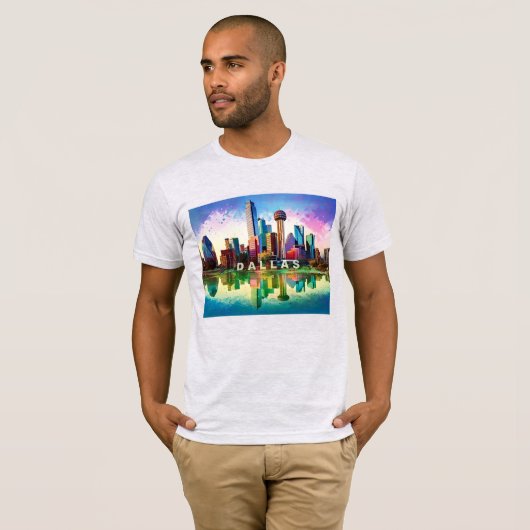 Dallas Skyline Graffiti Art T-shirt (Voorkant volledig)