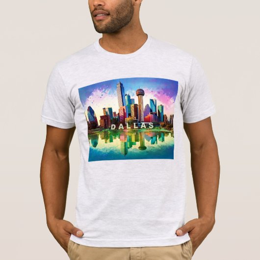 Dallas Skyline Graffiti Art T-shirt (Voorkant)