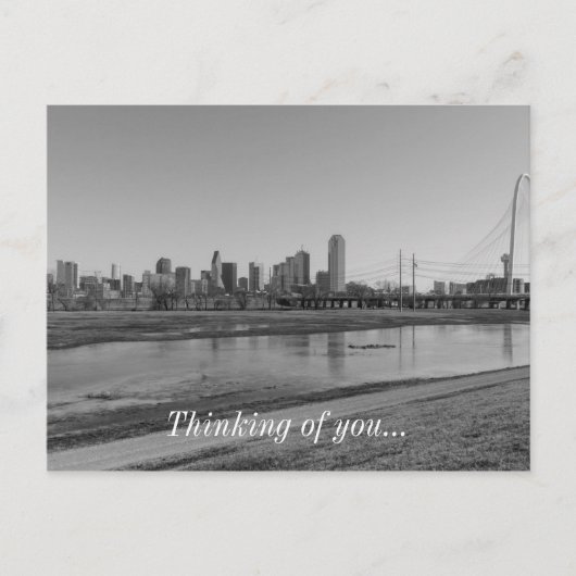 Dallas Skyline Grayscale Briefkaart (Voorkant)