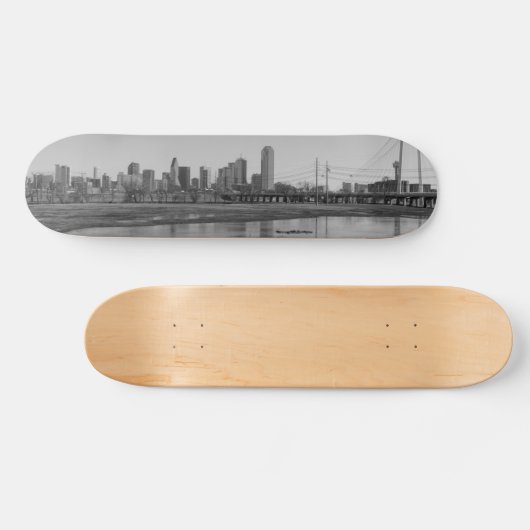Dallas Skyline Grayscale Persoonlijk Skateboard (Horizontaal)