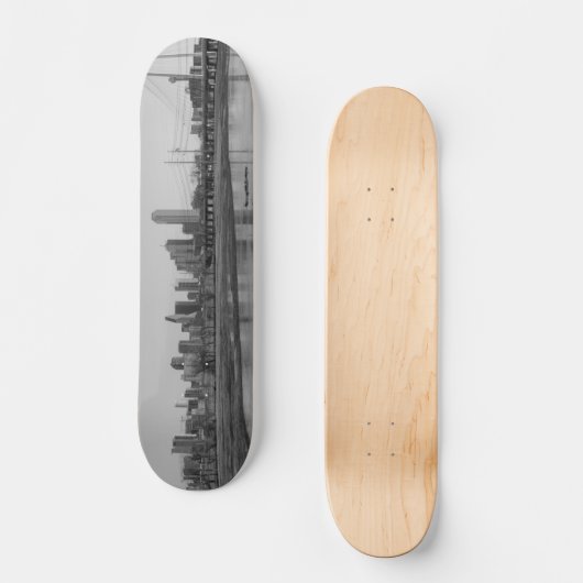 Dallas Skyline Grayscale Persoonlijk Skateboard (Voorkant)