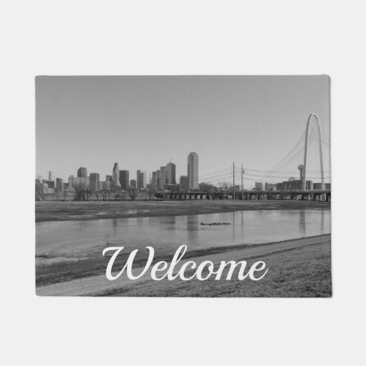 Dallas Skyline Grayscale Welkomstdeurmat Deurmat (Voorkant)