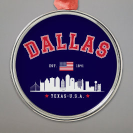 Dallas Skyline Heritage Metalen Ornament