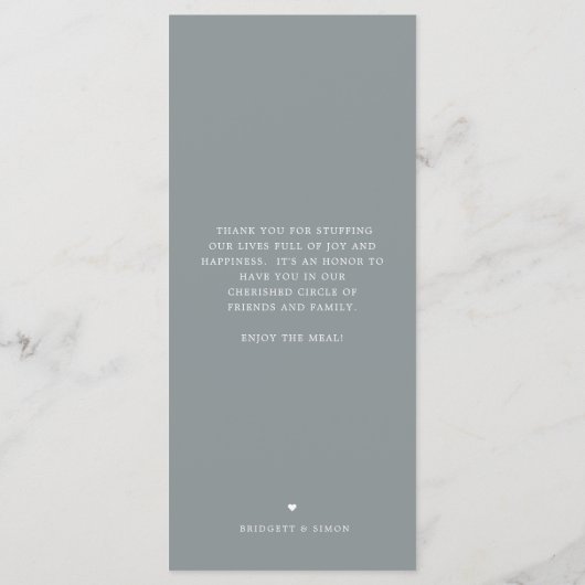 Dallas Skyline | Huwelijksevenement Diner Menu (Achterkant)