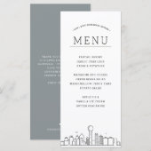 Dallas Skyline | Huwelijksevenement Diner Menu (Voorkant / Achterkant)